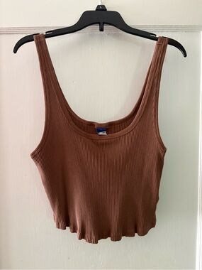 Old Navy Ribbed Scoop Crop Tank - Cocoa